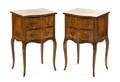 A Pair of Continental Walnut and Oak Side Tables