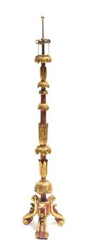 An Italian Painted and Parcel Gilt Pricket Stick