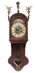 A Mahogany and Brass Banded Wall Clock