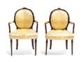 A Pair of Sheraton Mahogany Armchairs