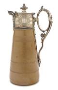 An English Silverplate Mounted Ceramic Wine Ewer