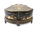 An English Black and Gilt Lacquered Abalone Inlaid Box