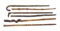 Six Carved Wood Walking Sticks