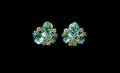 119 Pair of 14KT Gold Blue Topaz Earrings with 10 Diam