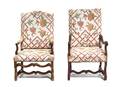 Two Louis XIII Style Upholstered Armchairs