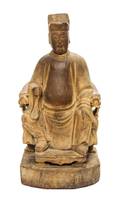 A Chinese Carved Wood Figure of a Seated Priest
