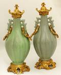 1070 FINE PAIR OF FRENCH CHINESE CELADON GLAZED VASES