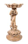 An Italian Carved Wood Figural Bird Bath