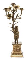 A Gilt Bronze Figure of a Putto Holding a Floral Branch