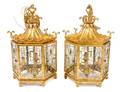 A Pair of Gilt Metal Hanging Lanterns