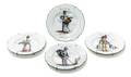 Four French Transfer Decorated Plates