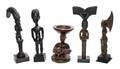 A Group of Five African Carved Wood Figural Sculptures