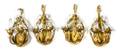 Four Gilt Metal Two Light Wall Sconces