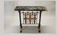 58 Gold Painted Wrought Iron and Marble Top Console wi