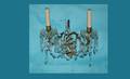 1175 Antique French Bronze and Crystal 2 Arm Wall Scon