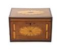 A George III Mahogany and Fruitwood Inlaid Tea Caddy