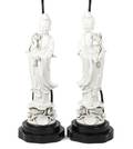 A Pair of Chinese Blanc de Chine Porcelain Sculptures of Quan Yin