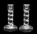 A Pair of Steuben Glass Twist Crystal Candlesticks