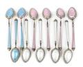 Eleven SilverGilt and Enamel Demitasse Spoons