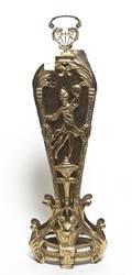 A Victorian Style Brass Fan Form Firescreen