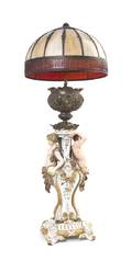 A Continental Porcelain Figural Lamp