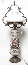 A Capodimonte Gilt Metal Mounted Porcelain Lamp