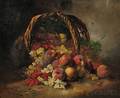 Alfred Arthur Brunel de Neuville French 18521941 Still Life with Currants and Peaches Spilling from a Basket