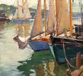Emile A Grupp American 18961978 Schooners in Harbor