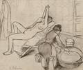 Suzanne Valadon French 18651938 Adele preparant le tub et Ketty aux bras levs