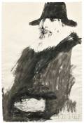 Leonard Baskin American 19222000 Two Portrait Drawings of Dutch Artists Man with Hat