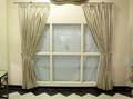 Pair of Champagne Colored Silk Drapes with Valence