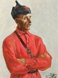 Petr Vassilievitch Pavlov Russian b 1937 Portrait of Military Figure in Red Shirt and Hat with Red Star