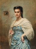 Zo Laure de Chatillon French 18261908 Woman with a Peacock Feather