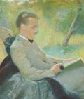 Boston School 19th20th Century Two Pleinair Portrait Studies Gentleman Reading
