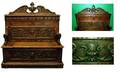1179 Antique Carved Rennaisance Revival Wooden Bench w