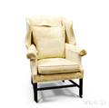 George III Upholstered Mahogany Wing Chair