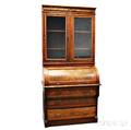 Renaissance Revival Walnut Cylinder DeskBookcase
