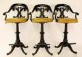Set of Three Black Metal Swivel Bar Stools