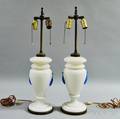 Pair of White Glass Lamps