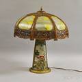 Neoclassicalstyle Giltmetal and Reversepainted Glass Table Lamp