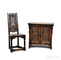 Baroquestyle Carved Oak Cupboard and Chair