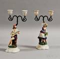 Pair of Figural Ceramic Twolight Candelabra