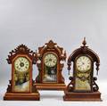Three Walnut Gingerbread Shelf Clocks
