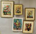 Five Framed Sophie Medalia Floral Watercolors