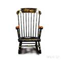 Stenciled and Paintdecorated Armed Rocking Chair
