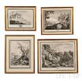 Continental School 18th Century Four Prints after Pastoral and Landscape Paintings including After Joseph Vernet 17141789 and Aft