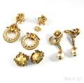 Three Pairs of Miriam Haskell and Haskelltype Designer Costume Earrings