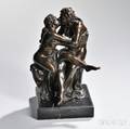 After Alfred Barye French 18391882 Bronze Figure of a Kissing Couple