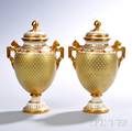 Pair of Jeweled Coalport Porcelain Vases and Covers