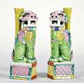 Pair of Chinese Porcelain Foo Lion Joss Sticks